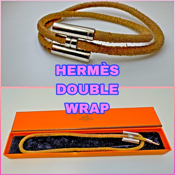 Hermes Accessories - Hermès Kelly Double Wrap Leather Bracelet Tournis Tresse Barrel Clasp Unisex